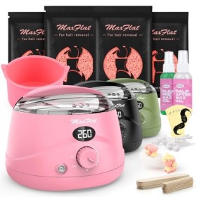 Appareil à cire, Kit dépilation à la cire dure MaxFlat Kit dépilation à la cire à domicile pour femmes avec 4 sachets de gr