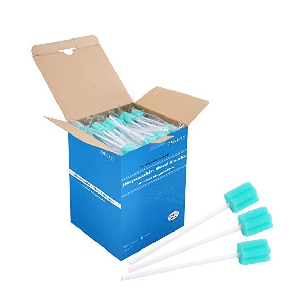 250 Count, ZIZNBA Disposable Mouth Swabs Sponge, Unflavored & Sterile Oral Swabs Dental Swabsticks for Mouth Cleaning