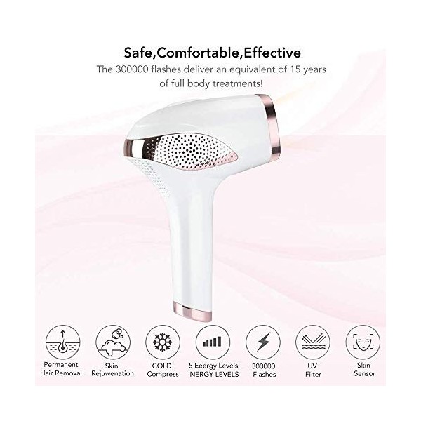 Faithvhk ÉPilation Au Laser Permanente Pour Femmes Et Hommes, 500000 Flashs ÉPilation Au Laser Ipl Et Compresse De Glace, Plu