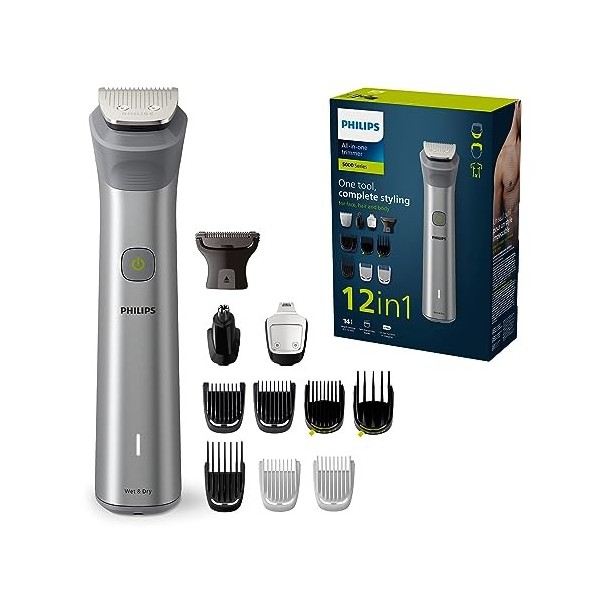 Philips Series 5000 - Tondeuse tout-en-un, tondeuse multistyle 12 en 1 pour le visage, la tête et le corps, un seul outil com