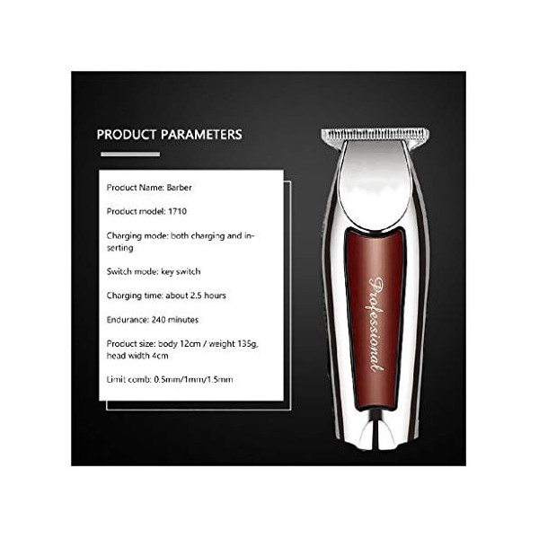 Tondeuse à cheveux professionnelle sans fil pour homme - Tondeuse à cheveux électrique rechargeable - Tête réglable en forme 