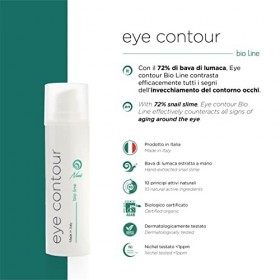 Nuvo Creme Contour des Yeux avec 72% Bave d Escargot, BIO CERTIFIÉ, Acide Hyaluronique, Huile de Pépins de Raisin, Vitamine 
