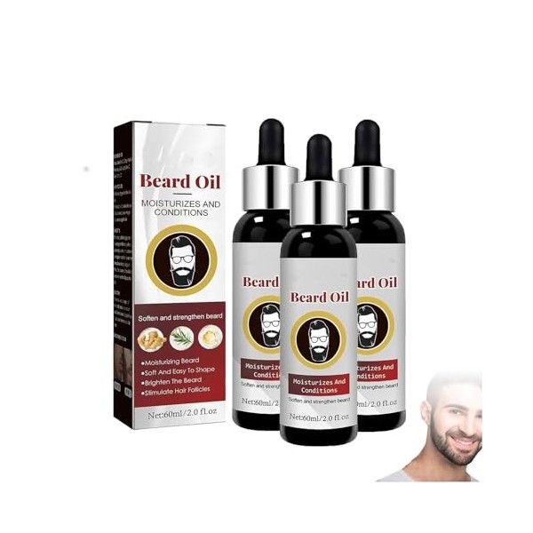 Huile De Soin Biologique Pour La Croissance De La Barbe - Favorise La Croissance Poils Du Visage, Huile Barbe Biologique Pour