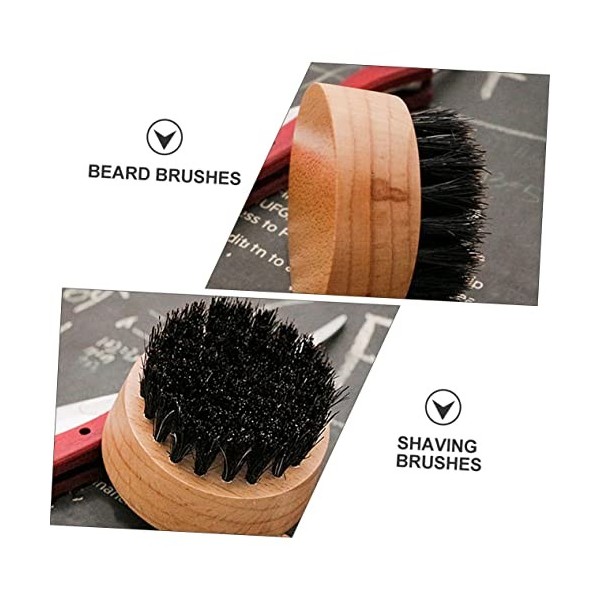 FRCOLOR 3 Pièces Brosse À Barbe Barbe Blaireau Hommes Outils Brosse À Cheveux Avec Poignée Brosse De Barbier En Bois Mâle Out