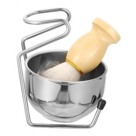 minkissy 1 Set Blaireau Ensemble Barbe Brosse Mâle Barbe Sahving Brosse Blaireau Cheveux Brosse Bol De Rasage Rack Mâle Kit D