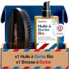 Sapiens Barbershop Brosse Barbe et Huile Barbe Homme BIO - Huile de Ricin Barbe Fabriquée en France Certifiée BIO - Kit Soin 