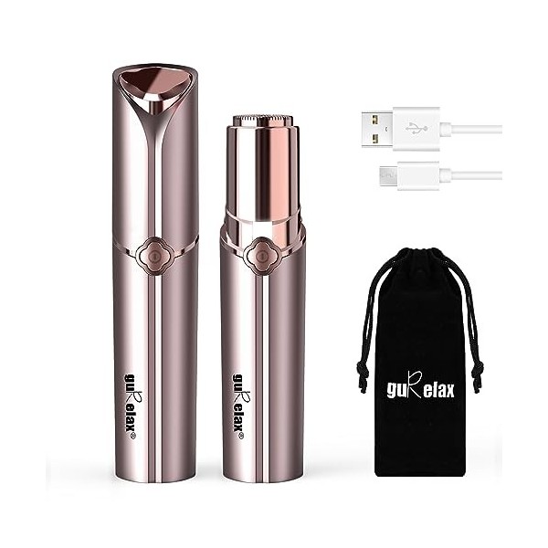 Gurelax（2023）- Epilateur Visage Femme, Rechargeable, 2x Têtes De Rechange Incluses, Rasoir Electrique Femme, Epilateur Visage