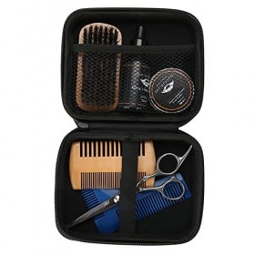 Ensemble de Coiffure de Barbe Portable 7 Pièces, Poils Naturels, Ciseaux en Acier Inoxydable, Légers, Adaptés aux Cheveux et 