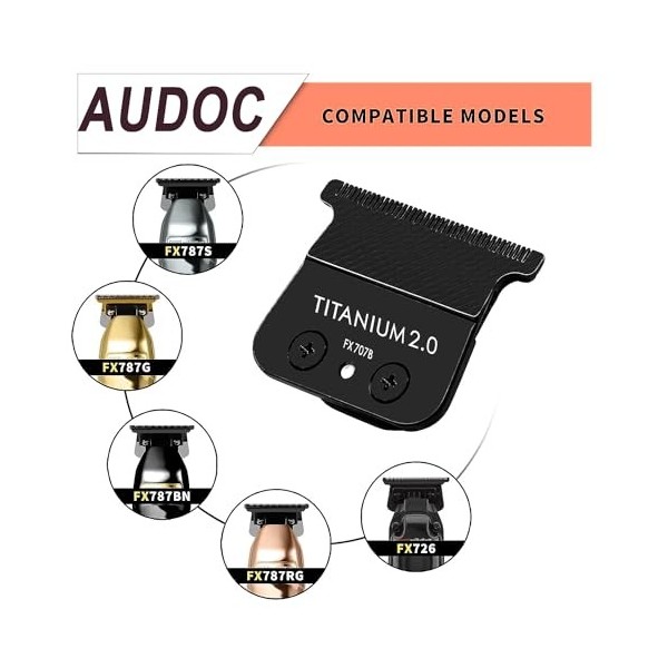 FX707B DLC Lames de rechange compatibles avec BaBylissPRO FX787 et FX726 Lames de tondeuse barberology noir 1 pièce 