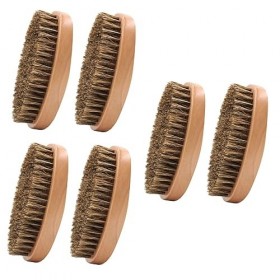 minkissy 6 Pièces Brosse à Barbe Brosse à Moustache Homme Brosse à Cheveux En Poils De Sanglier Peigne à Barbe Portatif Barbe