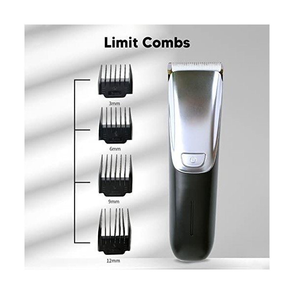 Tondeuse à Cheveux électrique Fil, Rechargeable par USB, pour Barbier, Affichage de Puissance, Argent