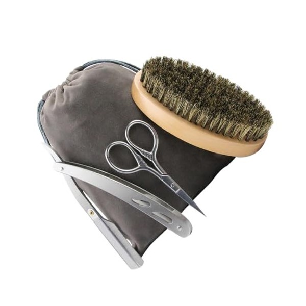 minkissy 1 Ensemble De Peigne À Barbe Pour Hommes Rasoir Manuel Ciseaux À Poils Du Visage Brosse À Barbe Et Ciseaux Ciseaux À