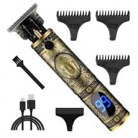 OSMARI Tondeuse à cheveux, tondeuse à lame en T, kit de toilettage rechargeable sans fil, rasoir à barbe avec 3 peignes de gu