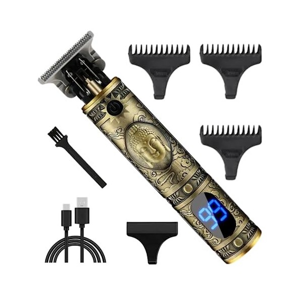 OSMARI Tondeuse à cheveux, tondeuse à lame en T, kit de toilettage rechargeable sans fil, rasoir à barbe avec 3 peignes de gu