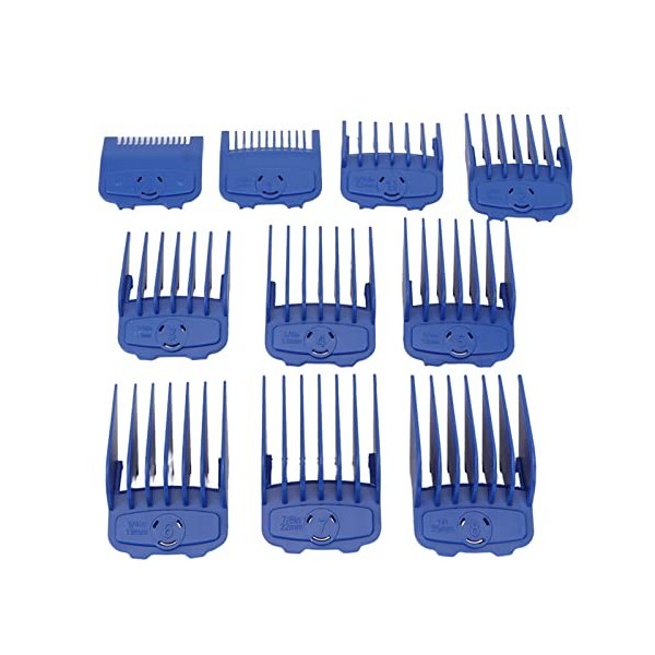 Lot de 10 guides de coupe de rechange pour tondeuse à cheveux - Bleu