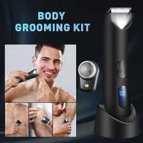 icyant Tondeuse Corps Homme, Rechargeable Tondeuse Intime Homme, IPX7 Étanche Rasoir Corps homme avec Lumière LED et Station 