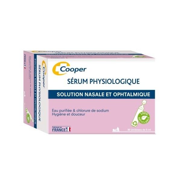 COOPER - Sérum physiologique - Lavage du nez et des yeux - Hygiène quotidienne - Pour toute la famille - Fabriqué en France -