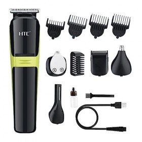 HTC Tondeuse à cheveux professionnelle 10 en 1 pour homme, tondeuse à cheveux T-blade, tondeuse à corps, coupe-nez et oreille