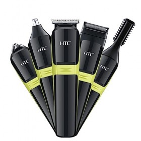 HTC Tondeuse à cheveux professionnelle 10 en 1 pour homme, tondeuse à cheveux T-blade, tondeuse à corps, coupe-nez et oreille