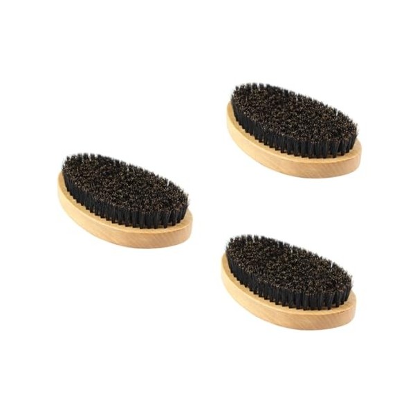 minkissy 3 Pièces Brosse à Barbe Portative Poils Bambou Homme Propre