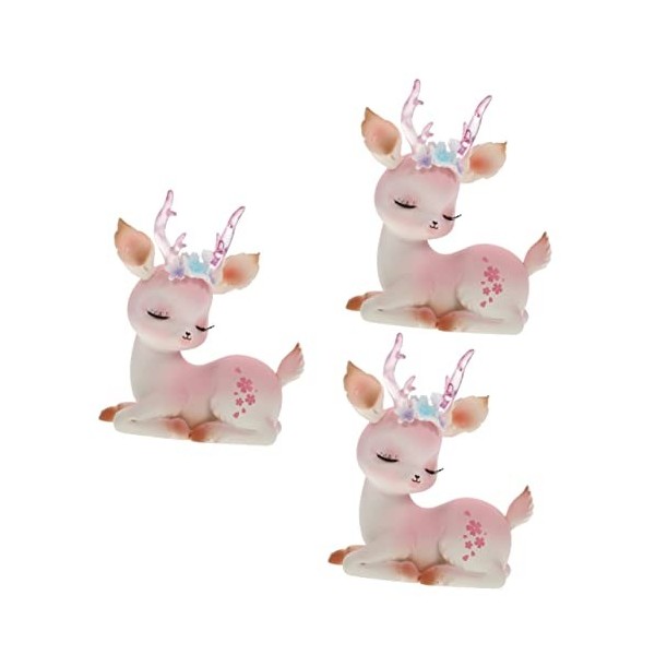FOMIYES 3 Pièces Ornement De Cerf Mini Figurine Jouet De Statue De Cerf Décor De Table De Renne Décor De Cerf Renne De Terrar
