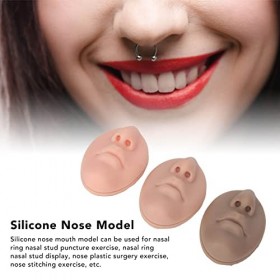 Modèle de Bouche de Nez en Silicone, Modèle de Bouche de Nez en Silicone 3pcs Modèle de Piercing en Silicone Souple et Réutil