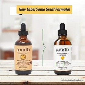 Pura DOr 20% de vitamine c sérum 118 ml avec lacide hyaluronique, acide férulique, la vitamine e, super antioxydants, hui
