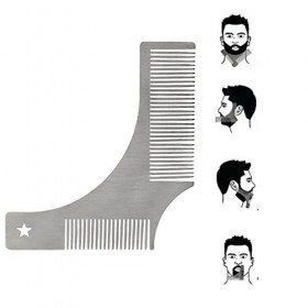 UCAMI Peigne à Cheveux bouclés Beard Comb Double Sided Beard Modeling Tool Stainless Steel Right Angle Shaving Comb
