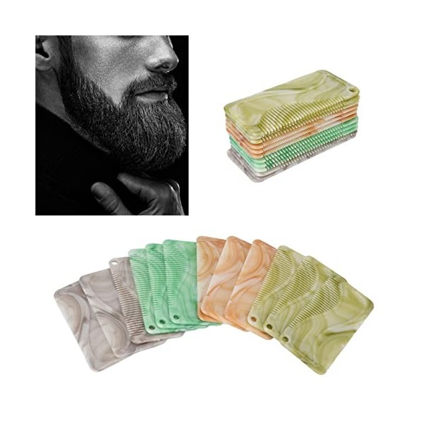 Kit de peigne à barbe for hommes, 12pcs hommes peigne à barbe maison voyage portable moelleux double action dents barbe peign