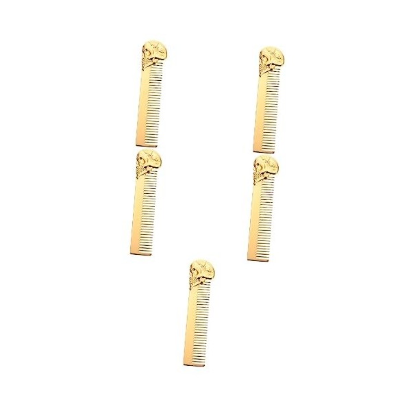 minkissy 5 Pièces Peigne à Huile De Barbe Peigne De Poche Peigne à Barbe De Poche Peigne à Tête De Mort Peigne De Coiffure Pe