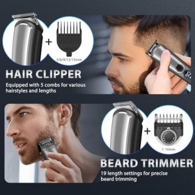 YIRISO Tondeuse Barbe et Cheveux Pour Hommes, Tondeuse Nez & Oreilles, Tondeuse Corps, Tondeuse Précision, Rasoir Electriques