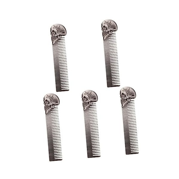 Beavorty 5 Pièces Peigne à Huile De Barbe Peigne De Coiffure Brosse Lissante Barbe Peigne à Tête De Mort Peigne à Barbe De Po