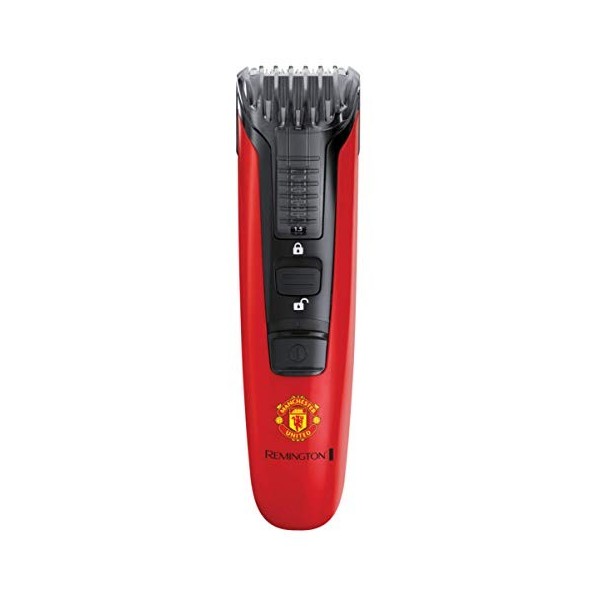 Remington Manchester United Beard Boss Tondeuse à Barbe sans Fil avec Peigne à Bords et 9 réglages de Longueur Noir et Rouge