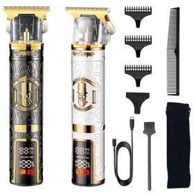 Tondeuse à cheveux électrique sans fil en métal pour homme - Pour barbier et barbe - Rechargeable