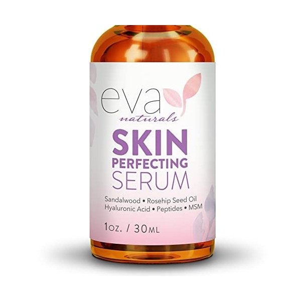 Eva Naturals Sérum Visage avec Acide Hyaluronique, Peptides, MSM, Bois de Santal et Huile de Graines de Rose Musquée - Soin p