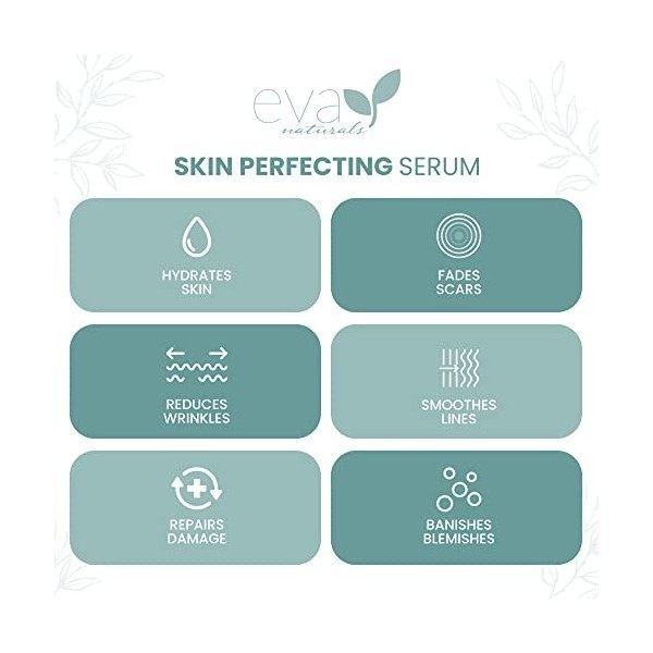 Eva Naturals Sérum Visage avec Acide Hyaluronique, Peptides, MSM, Bois de Santal et Huile de Graines de Rose Musquée - Soin p