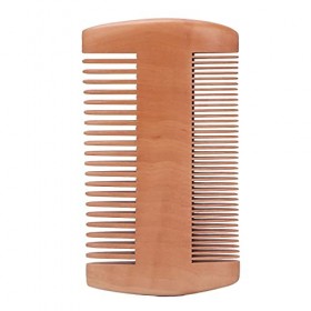 Peigne à barbe en bois double action dents fines et grossières, peigne à moustache soins de la barbe toilettage double face a