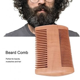 Peigne à barbe en bois double action dents fines et grossières, peigne à moustache soins de la barbe toilettage double face a