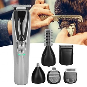 Tondeuse à barbe électrique 6 en 1, tondeuse à cheveux USB pour hommes avec 6 têtes de couteau de rechange pour salon de coif