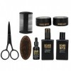 Ensemble de Soins de la Barbe, 8 Pièces Kit de Soins de la Barbe Brosse à Barbe Ciseaux Nettoyage Hydratant Ensemble de Modél