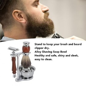 YUYTE Kit de Rasage Manuel avec Support en Alliage, avec Brosse, Bol, Support, Savon et Rasoir pour Hommes