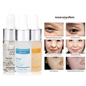 Hyaluronic Six Peptides Sérum Or 24K Anti-âge + Acide Hyaluronique et Escargot sécrétions filtrées Hydratant + Vitamine C Sér