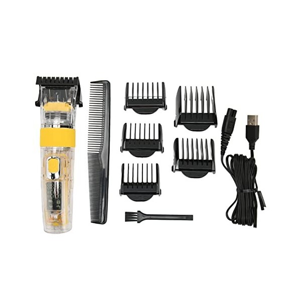 Kit de Tondeuse à Cheveux électrique, Tondeuse à Barbe USB avec 5 Peignes de Guidage et Peigne à Cheveux, 3 Vitesses Réglable