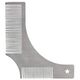 1 gabarit de mise en forme de barbe en acier inoxydable - Outil de toilettage pour moustache, bouc, pattes - Cadeau parfait p