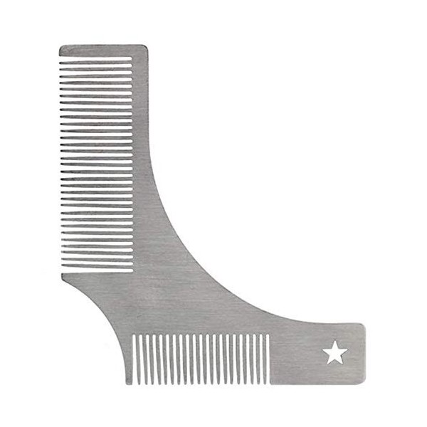 1 gabarit de mise en forme de barbe en acier inoxydable - Outil de toilettage pour moustache, bouc, pattes - Cadeau parfait p