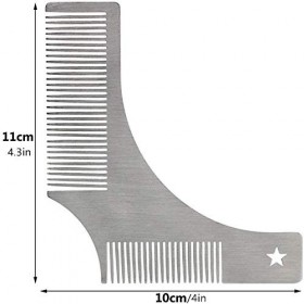 1 gabarit de mise en forme de barbe en acier inoxydable - Outil de toilettage pour moustache, bouc, pattes - Cadeau parfait p
