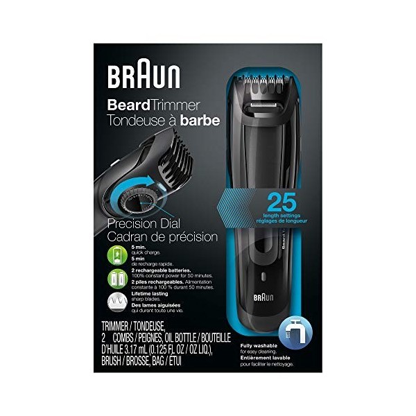 Braun Tondeuse BT5070 - Une précision optimale pour un style de barbe parfait, tondeuse barbe avec des dents espacées de 0,5 