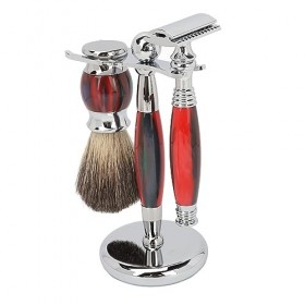 Kit de Bol à Barbe Manuel, Kit de Brosse à Barbe Rétro avec Support en Alliage, Savon de Coupe pour Hommes