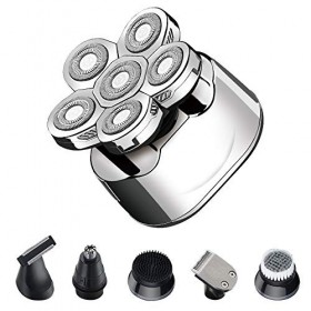 Tondeuse à poils de nez et oreilles pour homme Lavable en machine 6 têtes flottantes Tondeuse à cheveux 5 en 1 rechargeable p