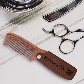 Peigne à barbe pliable personnalisé en bois pour moustache